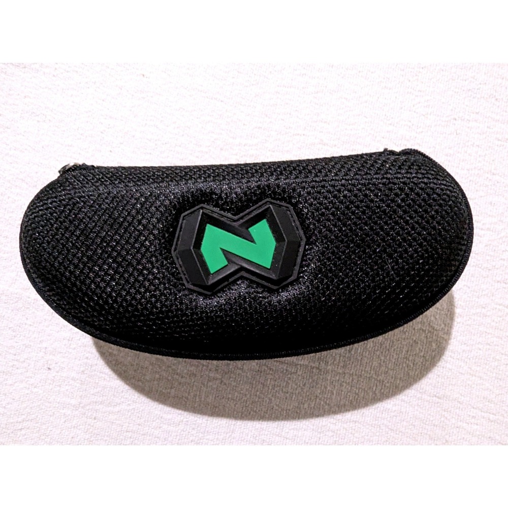 Native Eyewear Sunglasses Case Black Mesh Hard Shell Zip Closure Green Logo